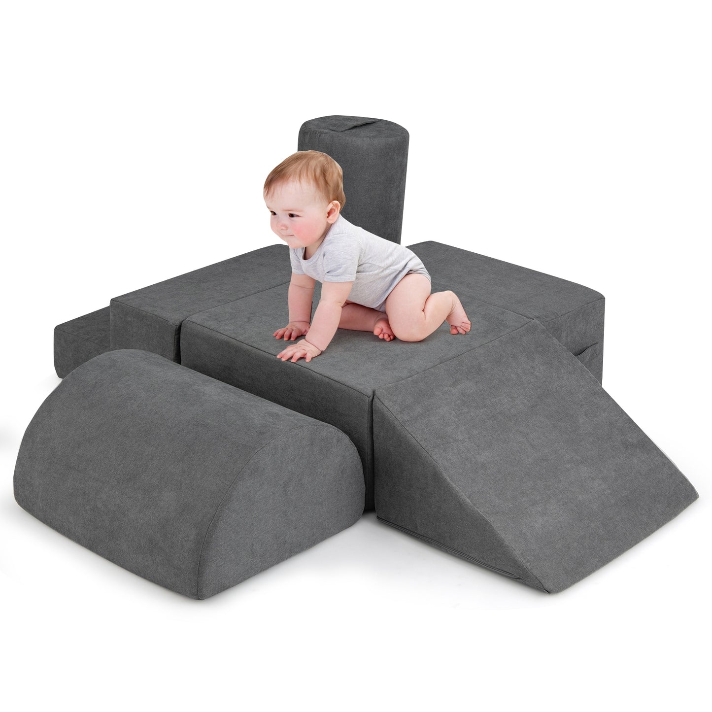 6-Piece Baby Climbing Blocks with 30D High-Density Foam and Carrying Handles, Gray Climbers & Slides   at Gallery Canada