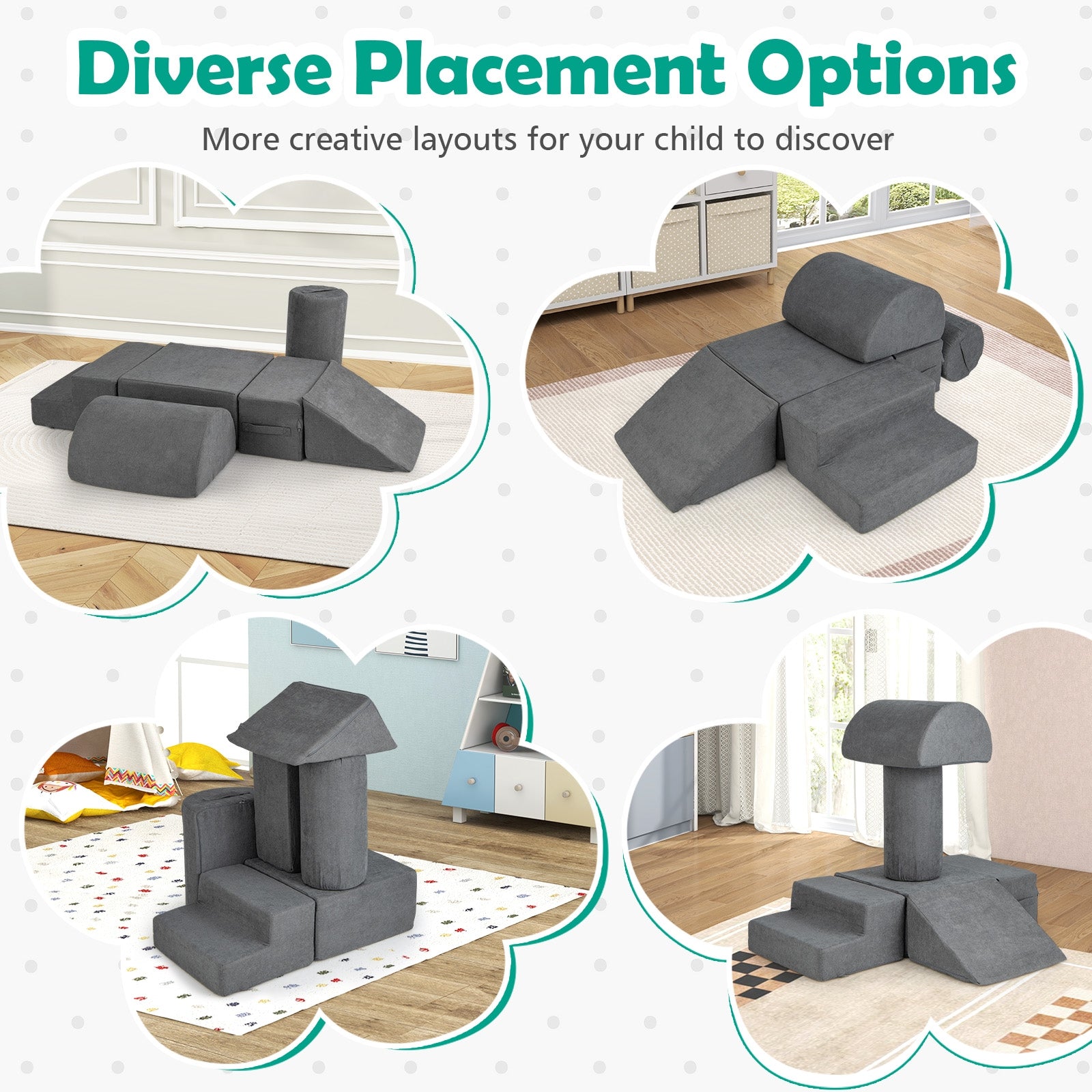 6-Piece Baby Climbing Blocks with 30D High-Density Foam and Carrying Handles, Gray Climbers & Slides   at Gallery Canada