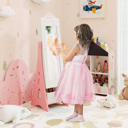 Kids Jewelry Cabinet with Full-Length Mirror and Foldable Drawer, White Kids Vanities   at Gallery Canada