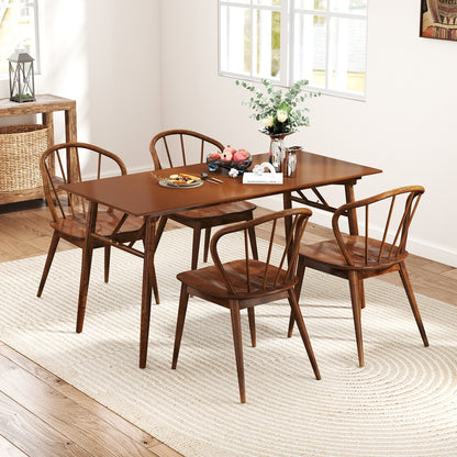 Wooden Dining Chair Set of 2 with High Spindle Back and Wide Seat, Walnut Dining Chairs   at Gallery Canada