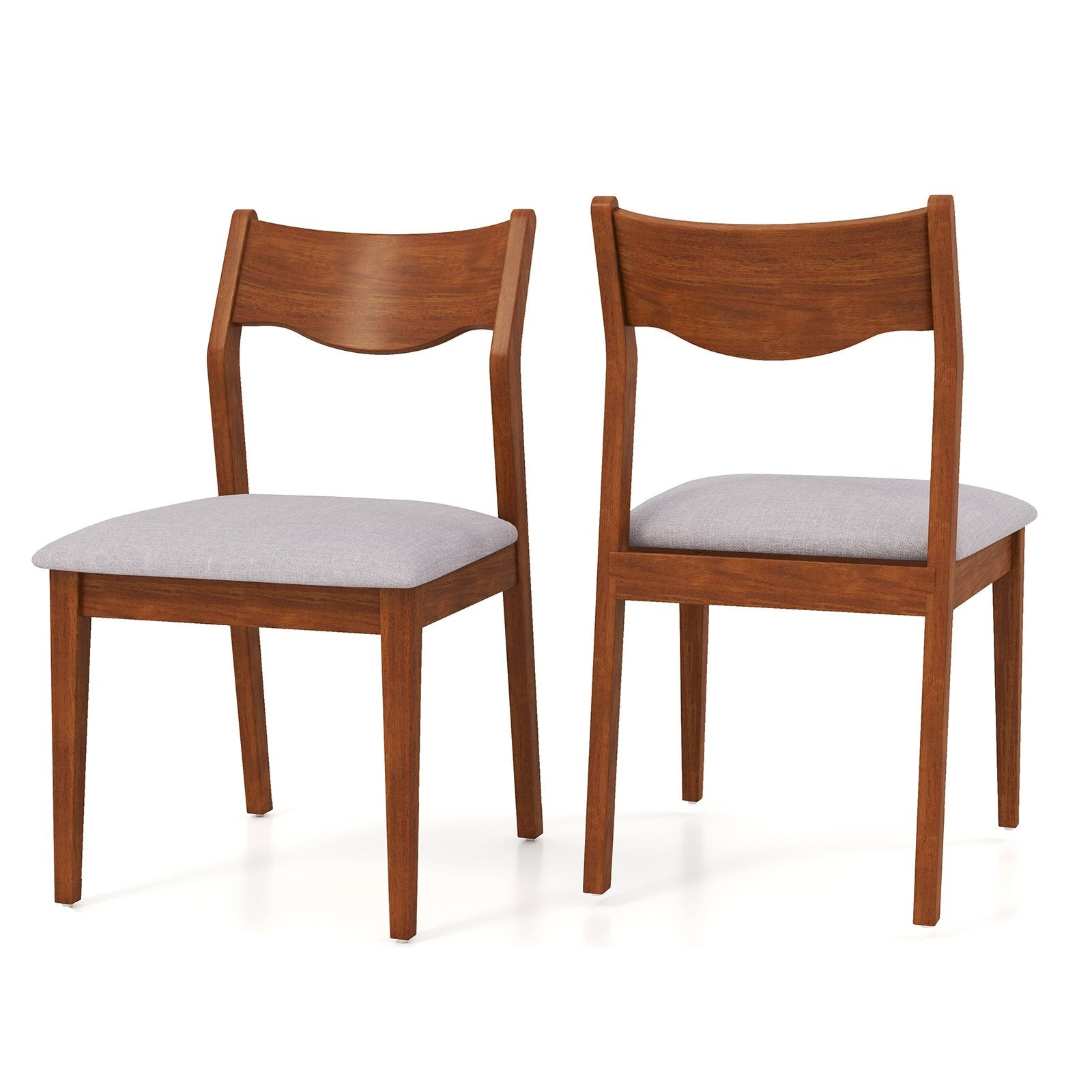 Wooden Dining Chair Set of 2 with Rubber Wood Frame and Wide Padded Seat, Walnut Dining Chairs Walnut  at Gallery Canada