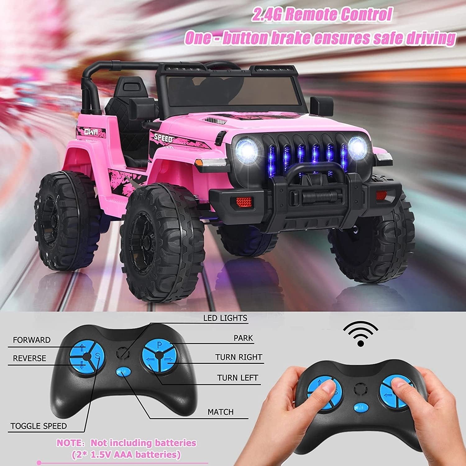 12V Kids Ride-on Jeep Car with 2.4 G Remote Control, Pink Powered Ride On Toys   at Gallery Canada