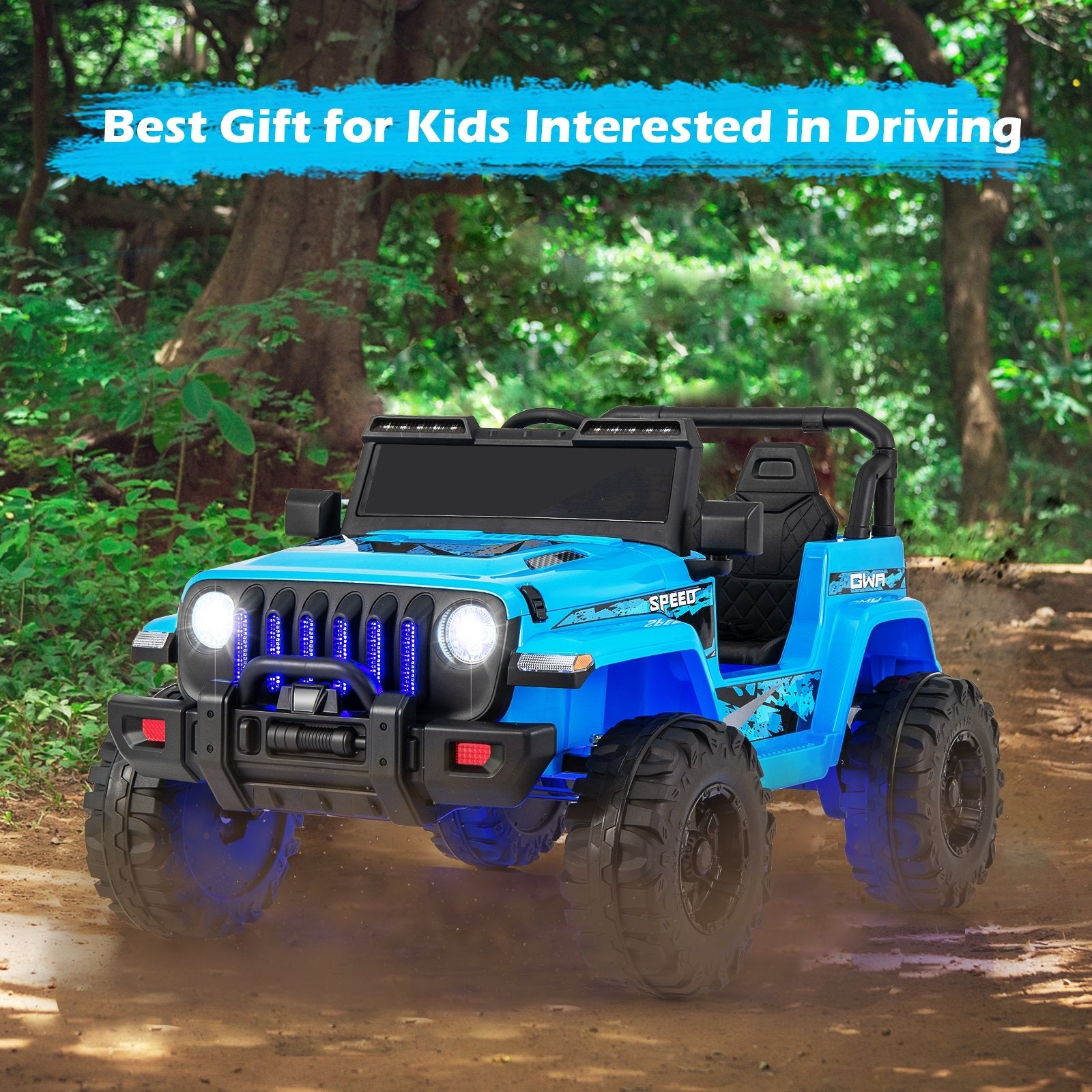 12V Kids Ride-on Jeep Car with 2.4 G Remote Control, Blue Powered Ride On Toys   at Gallery Canada