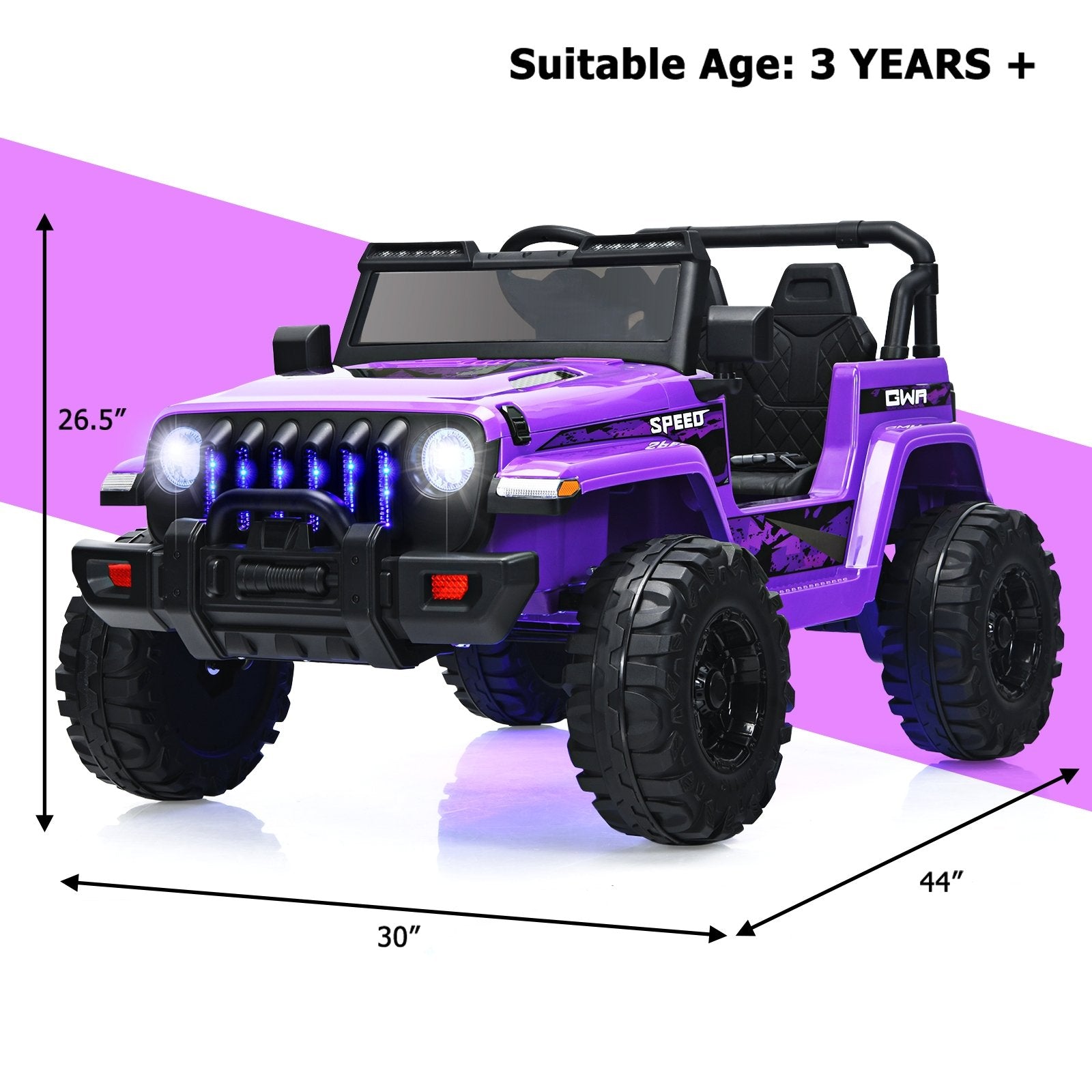 12V Kids Ride-on Jeep Car with 2.4 G Remote Control, Purple Powered Ride On Toys   at Gallery Canada