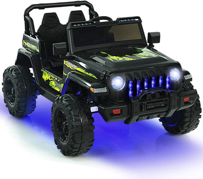 12V Kids Ride-on Jeep Car with 2.4 G Remote Control, Black & Green Powered Ride On Toys Black & Green  at Gallery Canada