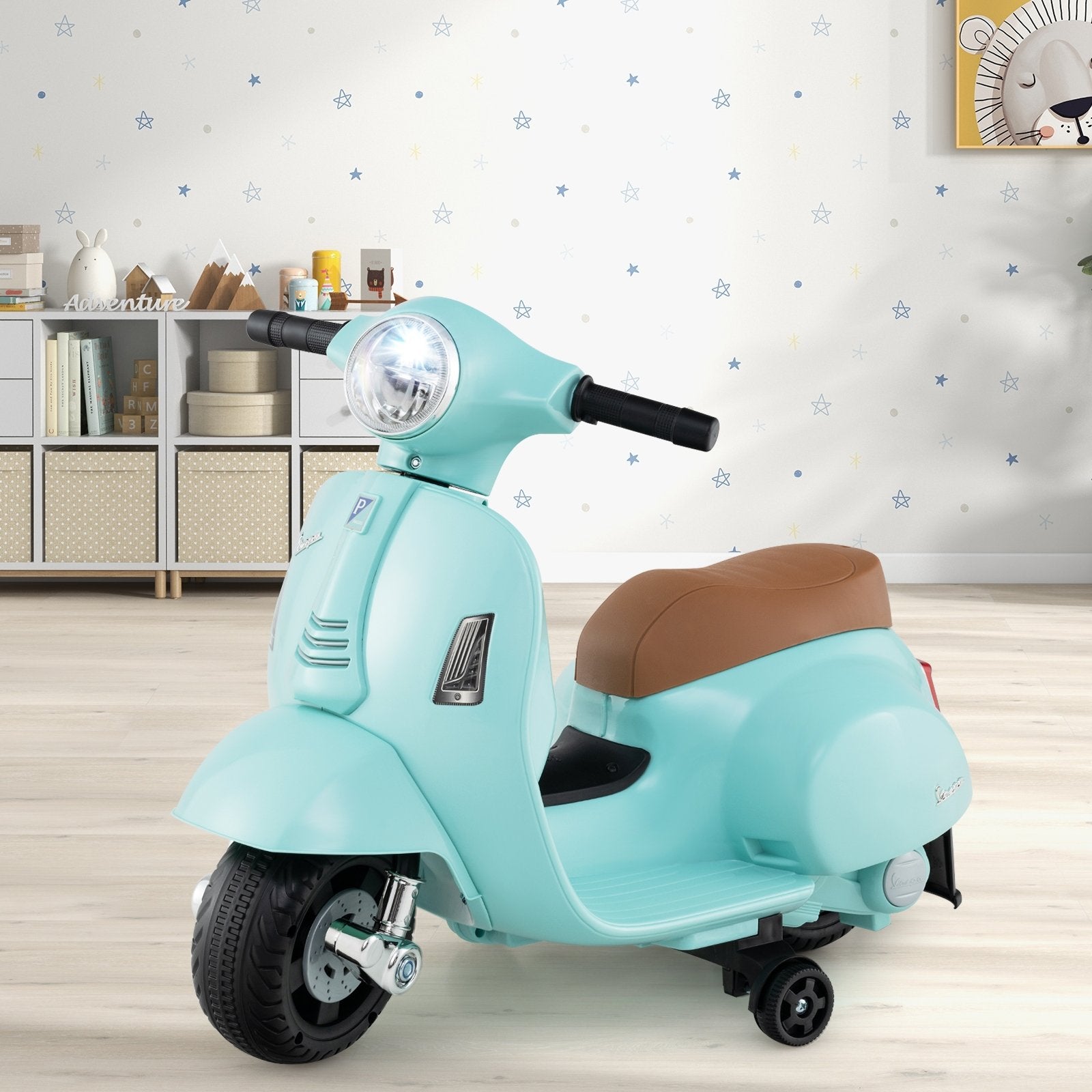 Licensed Vespa Kids Ride on Motorcycle with LED Headlight and Horn Sound, Green Powered Ride On Toys   at Gallery Canada