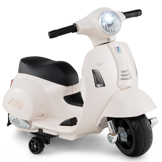 Licensed Vespa Kids Ride on Motorcycle with LED Headlight and Horn Sound, White Powered Ride On Toys White  at Gallery Canada