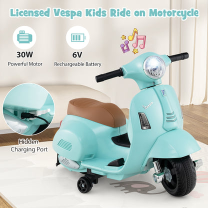 Licensed Vespa Kids Ride on Motorcycle with LED Headlight and Horn Sound, Green Powered Ride On Toys   at Gallery Canada