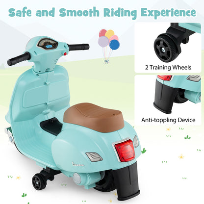 Licensed Vespa Kids Ride on Motorcycle with LED Headlight and Horn Sound, Green Powered Ride On Toys   at Gallery Canada