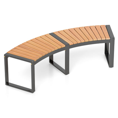 Patio Curved Bench with Slatted Seat and Metal Legs-1 Piece Outdoor Benches 1 Piece  at Gallery Canada