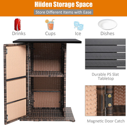 5 Pieces Patio Rattan Bar Furniture Set with Cushions and Hidden Storage Shelf, Black Patio Bar Furniture   at Gallery Canada