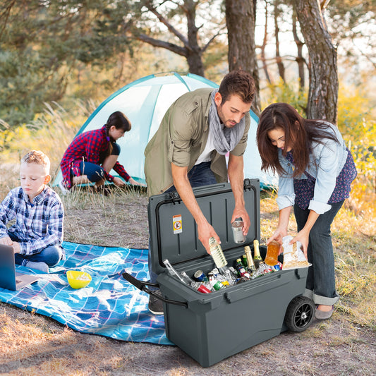 75 Quart Portable Cooler Rotomolded Ice Chest with Handles and Wheels, Gray Coolers Gray  at Gallery Canada