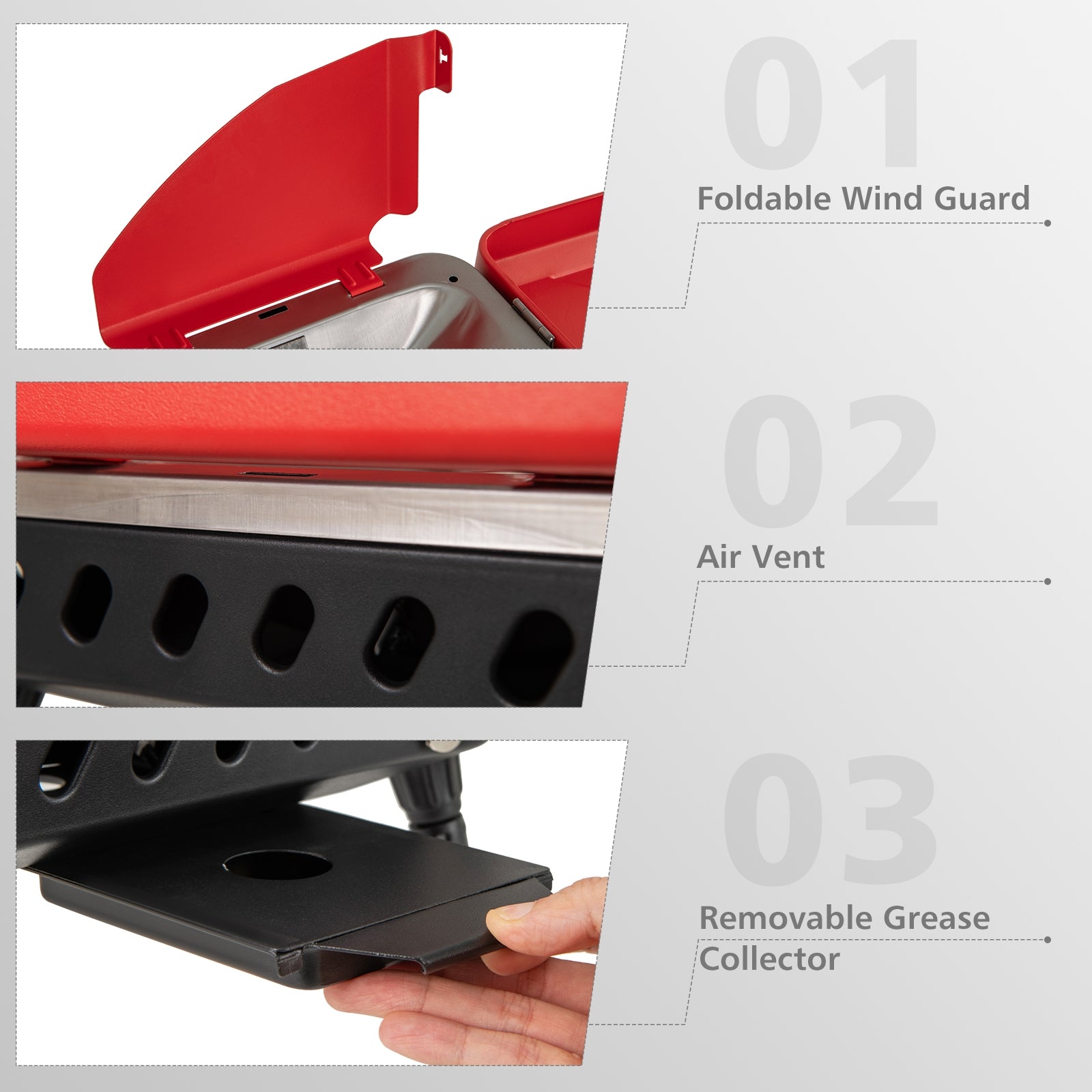 2-in-1 Gas Camping Grill and Stove with 4 Detachable Legs, Red Outdoor Grills at Gallery Canada