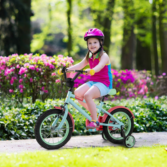 Kids Bike with Adjustable Handlebar and Saddle Blue-14 inches, Blue Kids Bike Blue 14 Inch  at Gallery Canada