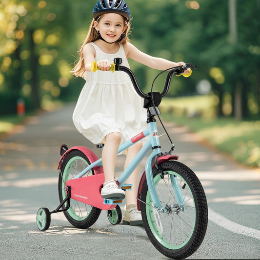 Kids Bike with Adjustable Handlebar and Saddle Blue-16 inches, Blue Kids Bike Blue 16 Inch  at Gallery Canada