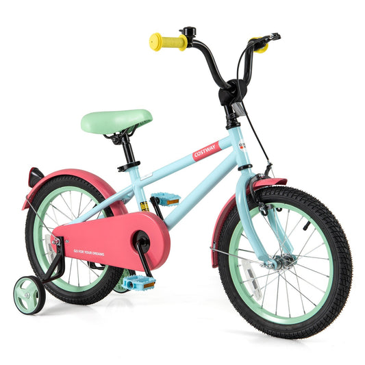 Kids Bike with Adjustable Handlebar and Saddle Blue-16 inches, Blue Kids Bike Blue 16 Inch  at Gallery Canada