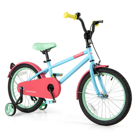 Kids Bike with Adjustable Handlebar and Saddle Blue-18 inches, Blue Kids Bike Blue 18 Inch  at Gallery Canada