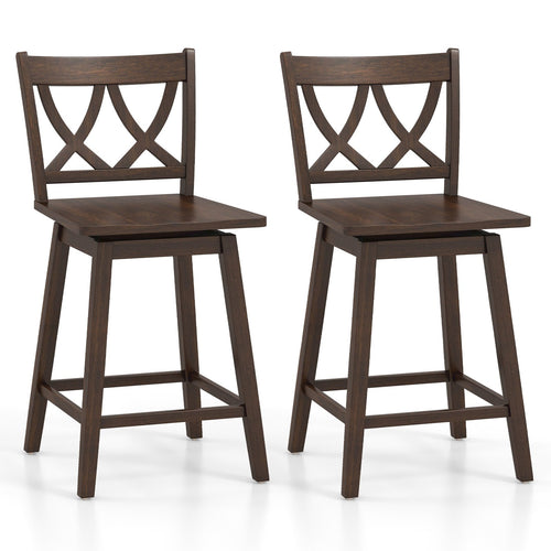 24/29 Inch Bar Stool Set of 2 Wooden Bar Chairs with Rubber Wood Frame-24 inches