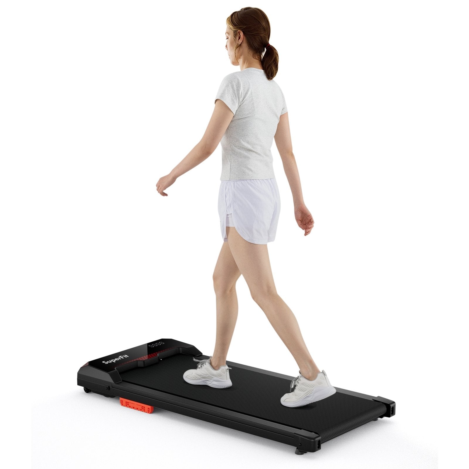 2.5HP Under Desk Treadmill with Remote Control and LED Display, Black Treadmills Black  at Gallery Canada