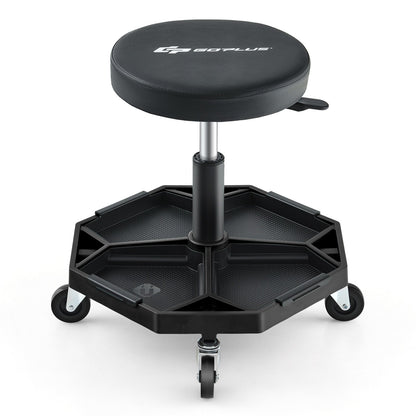 330 LBS Capacity Pneumatic Rolling Mechanic Stool with Padded Seat, Black Garages Black  at Gallery Canada