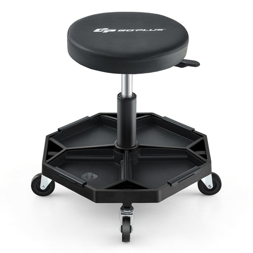 330 LBS Capacity Pneumatic Rolling Mechanic Stool with Padded Seat, Black