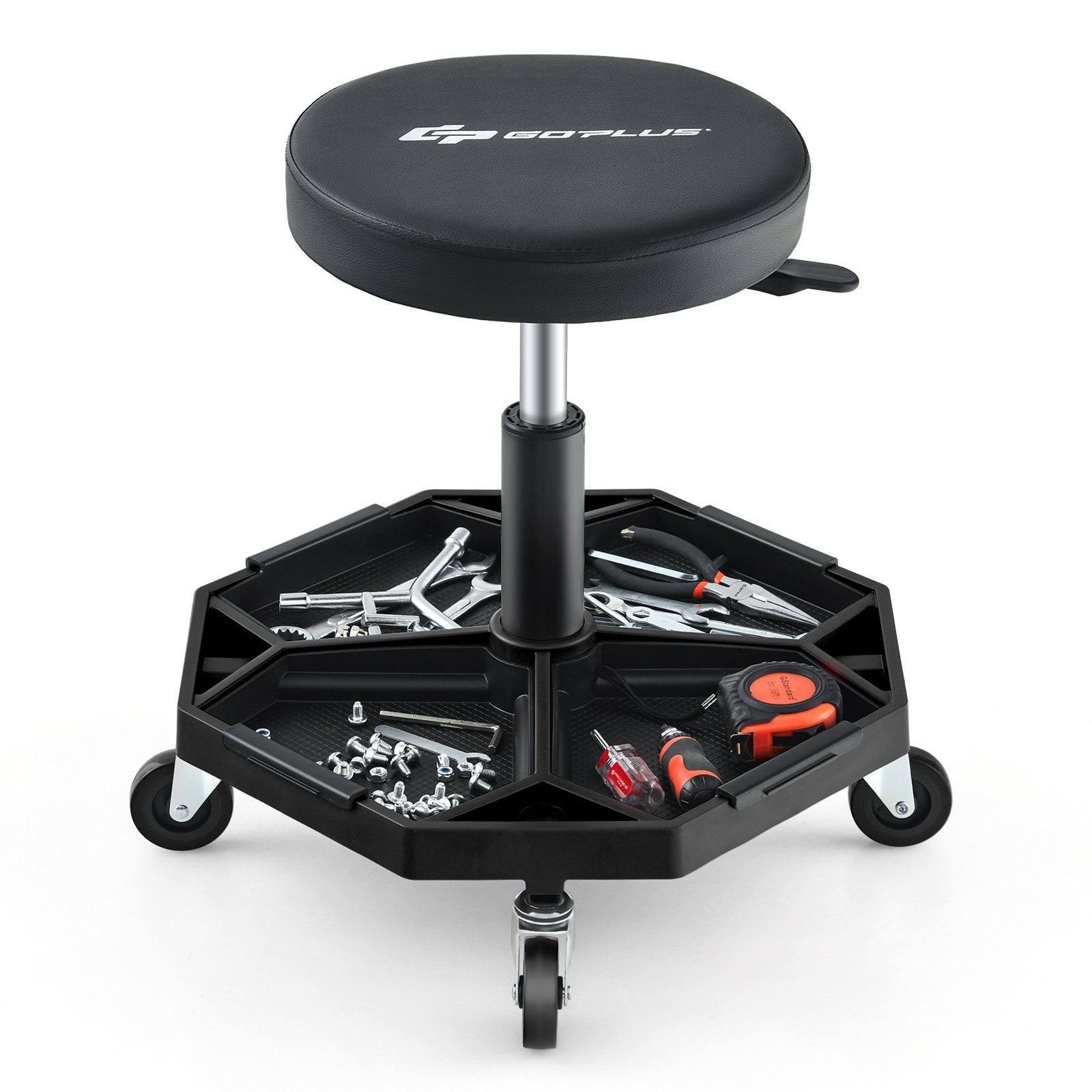 330 LBS Capacity Pneumatic Rolling Mechanic Stool with Padded Seat, Black Garages   at Gallery Canada