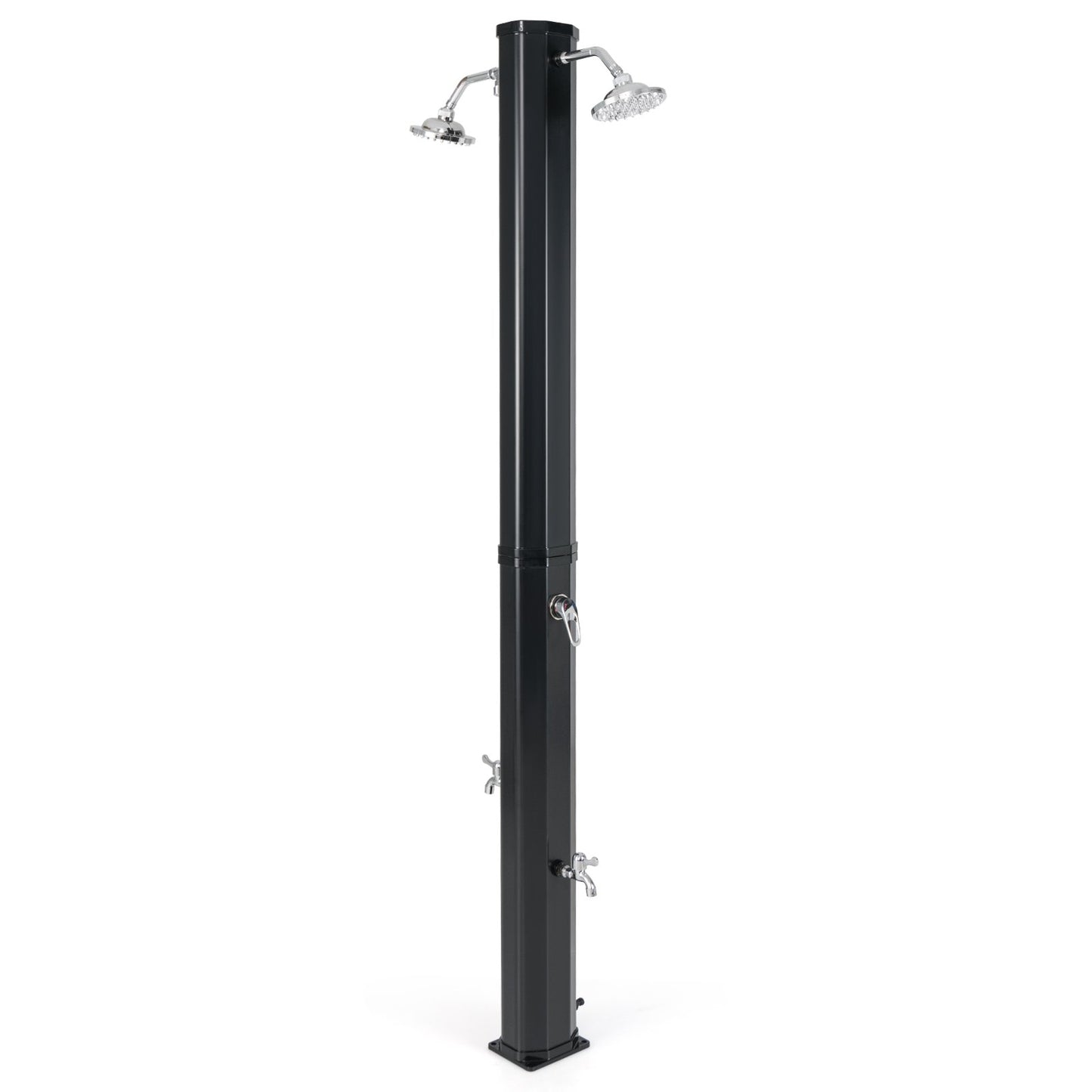 9.3 Gallon Solar Heated Outdoor Shower with Dual Shower Heads, Black Portable Toilets & Showers Black  at Gallery Canada