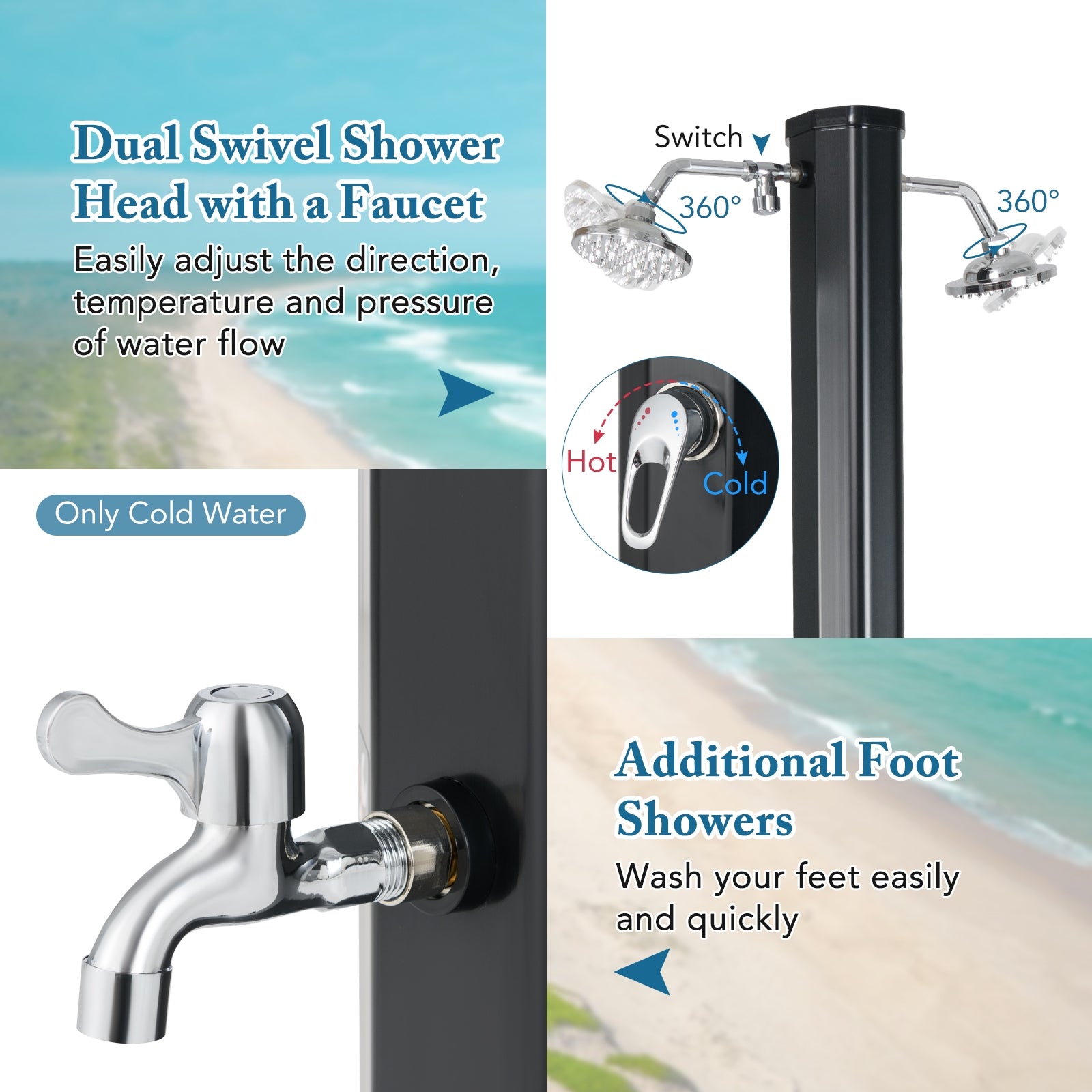 9.3 Gallon Solar Heated Outdoor Shower with Dual Shower Heads, Black Portable Toilets & Showers   at Gallery Canada