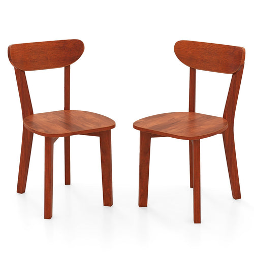 Solid Wood Dining Chair Set of 2 with Curved Backrest and Rubber Wood Frame, Espresso