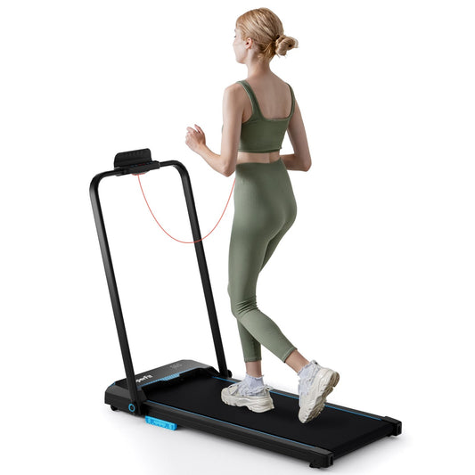 3 in 1 Folding Treadmill with Remote Control and LED Display, Blue Treadmills Blue  at Gallery Canada