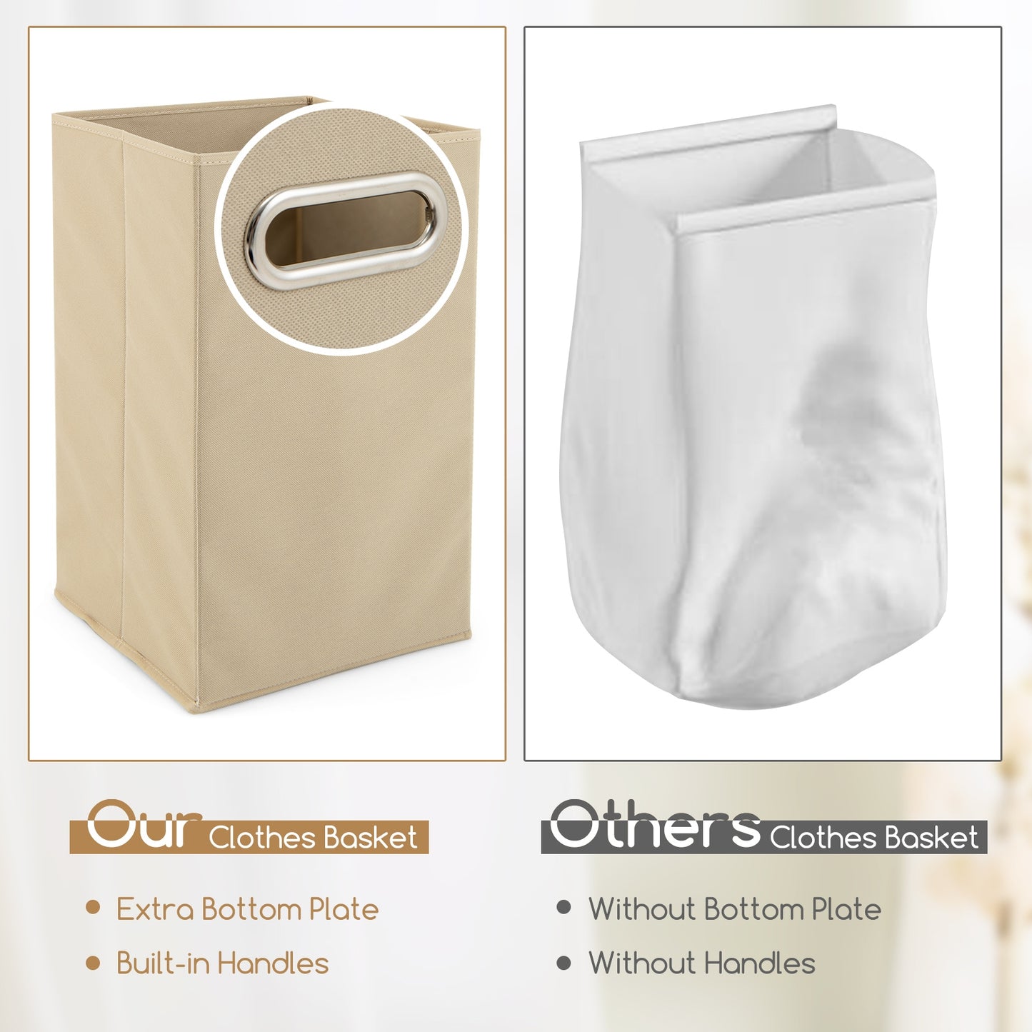 4-Tier Tilt-Out Laundry Hamper with Storage Shelves for Laundry Room-Natural and White, Natural Floor Cabinets   at Gallery Canada