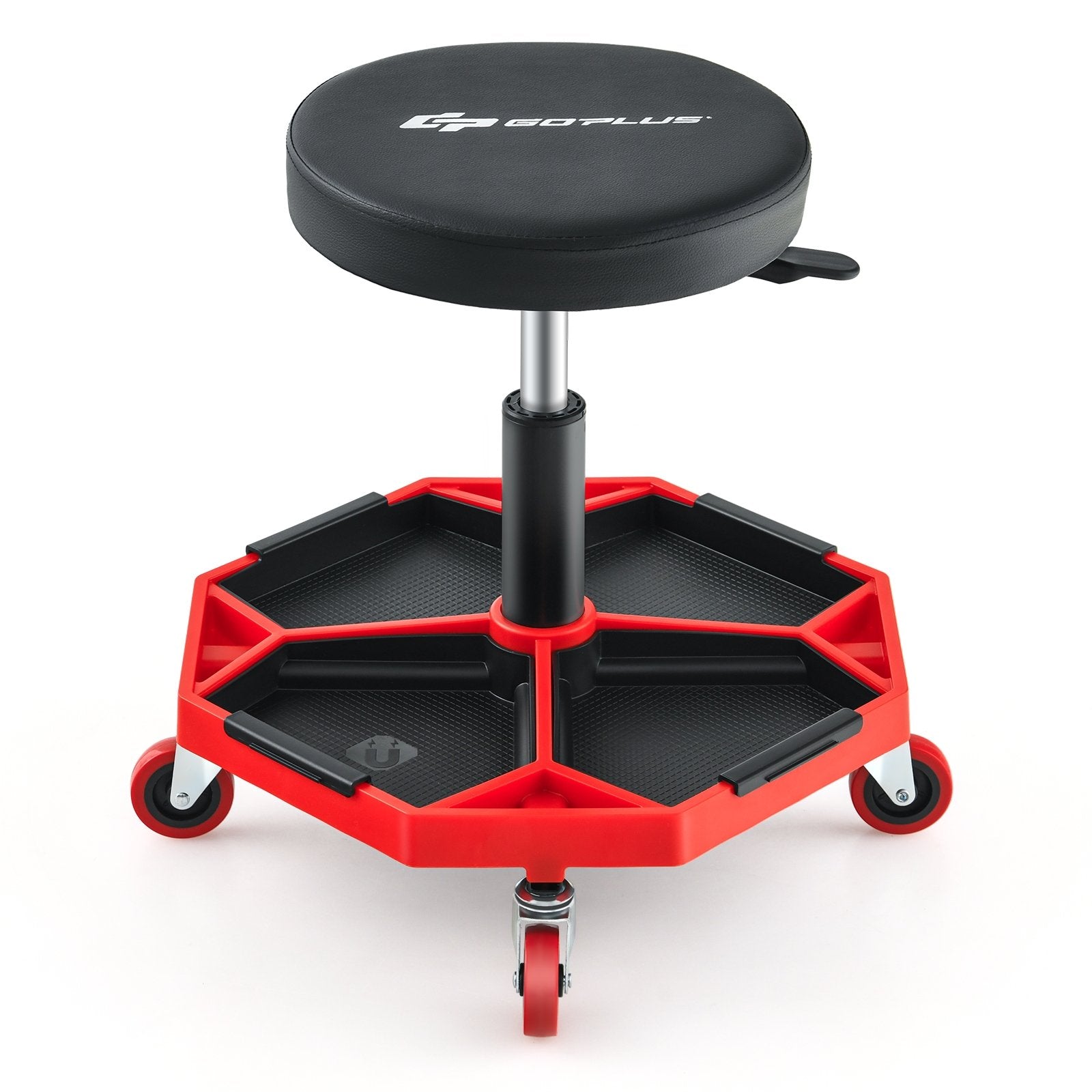 330 LBS Capacity Pneumatic Rolling Mechanic Stool with Padded Seat, Red Garages Red  at Gallery Canada