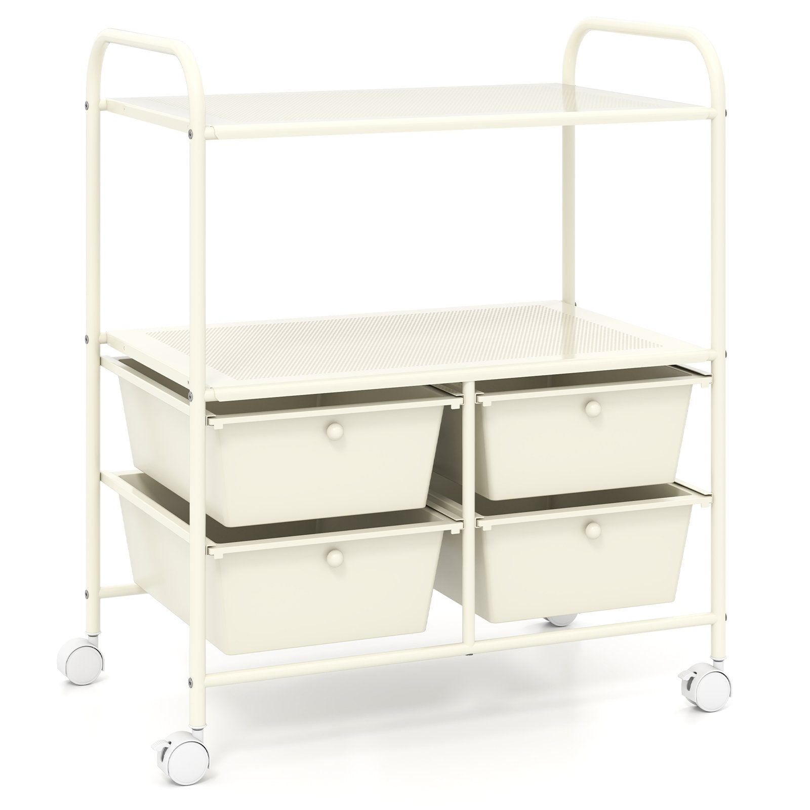4 Drawers Shelves Rolling Storage Cart Rack, White File Cabinets White at Gallery Canada