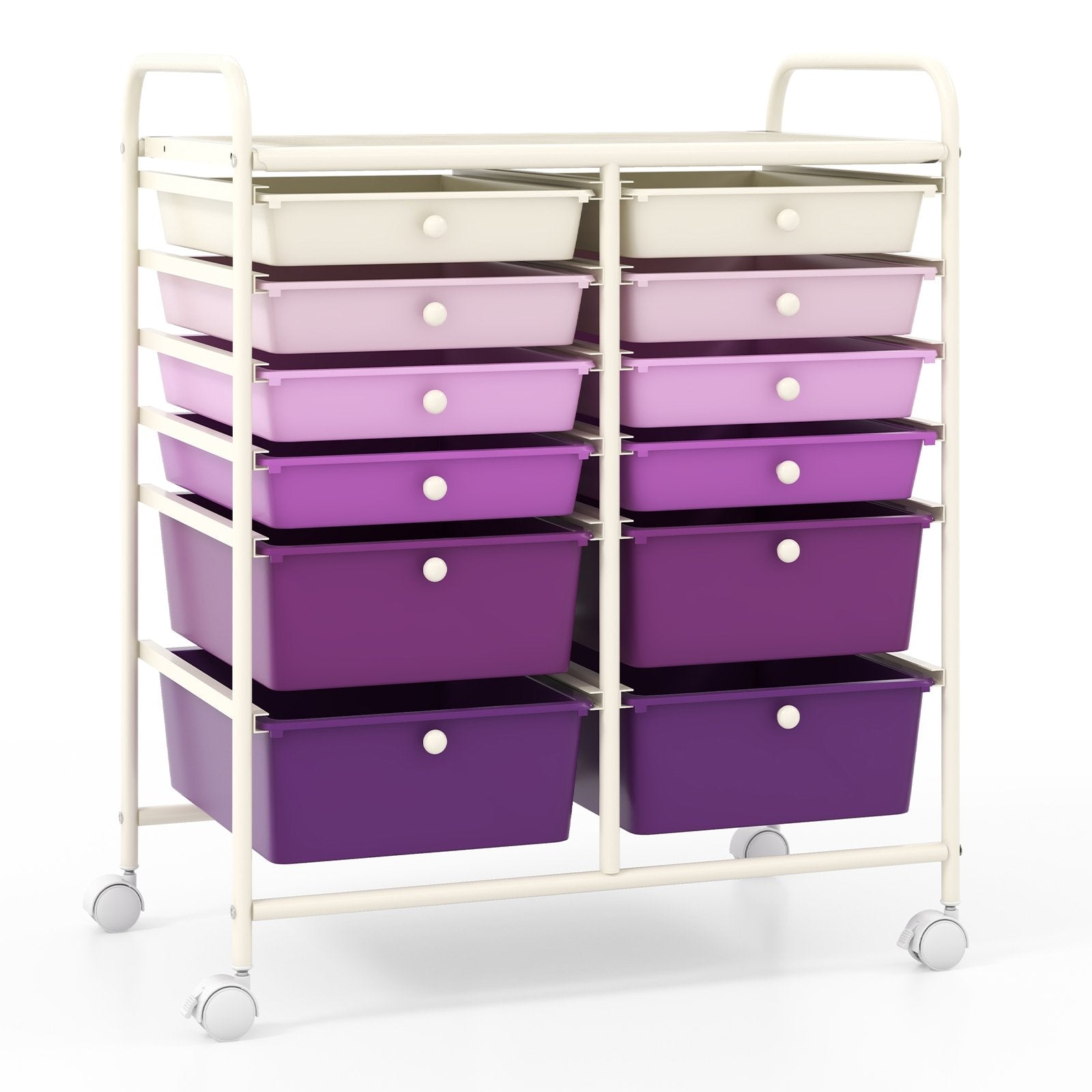 12-Drawer Rolling Storage Cart with Removable Drawers and Lockable Wheels, Purple File Cabinets Purple  at Gallery Canada