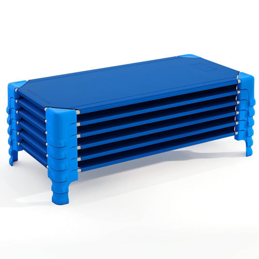 Portable 6 Pack Stackable Daycare Cots Sleeping Bed for Kids 53 Inch, Blue Toddler Beds Blue  at Gallery Canada