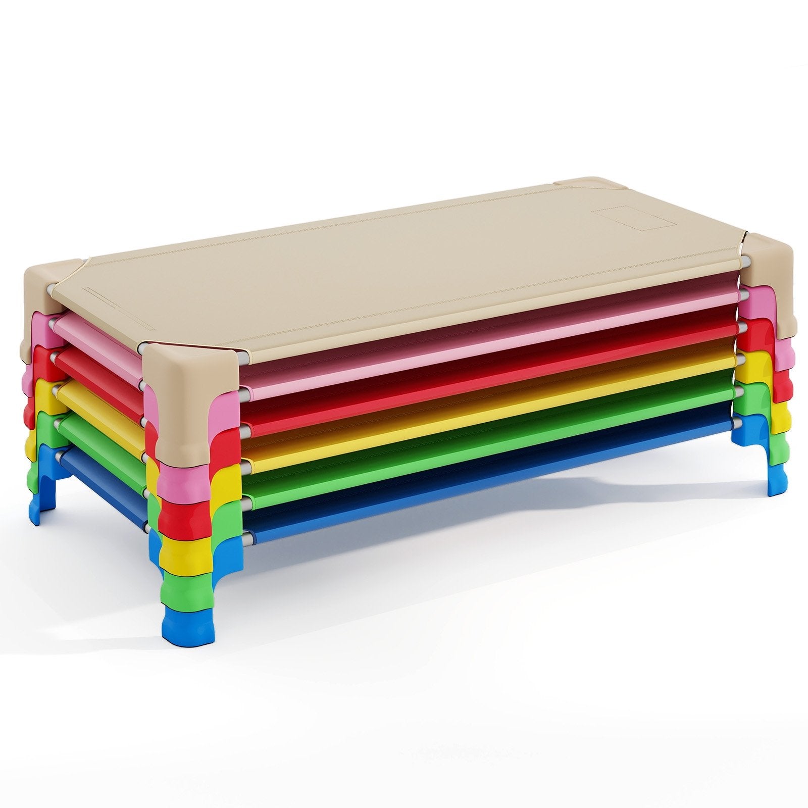Portable 6 Pack Stackable Daycare Cots Sleeping Bed for Kids 53 Inch, Multicolor Toddler Beds Multicolor at Gallery Canada