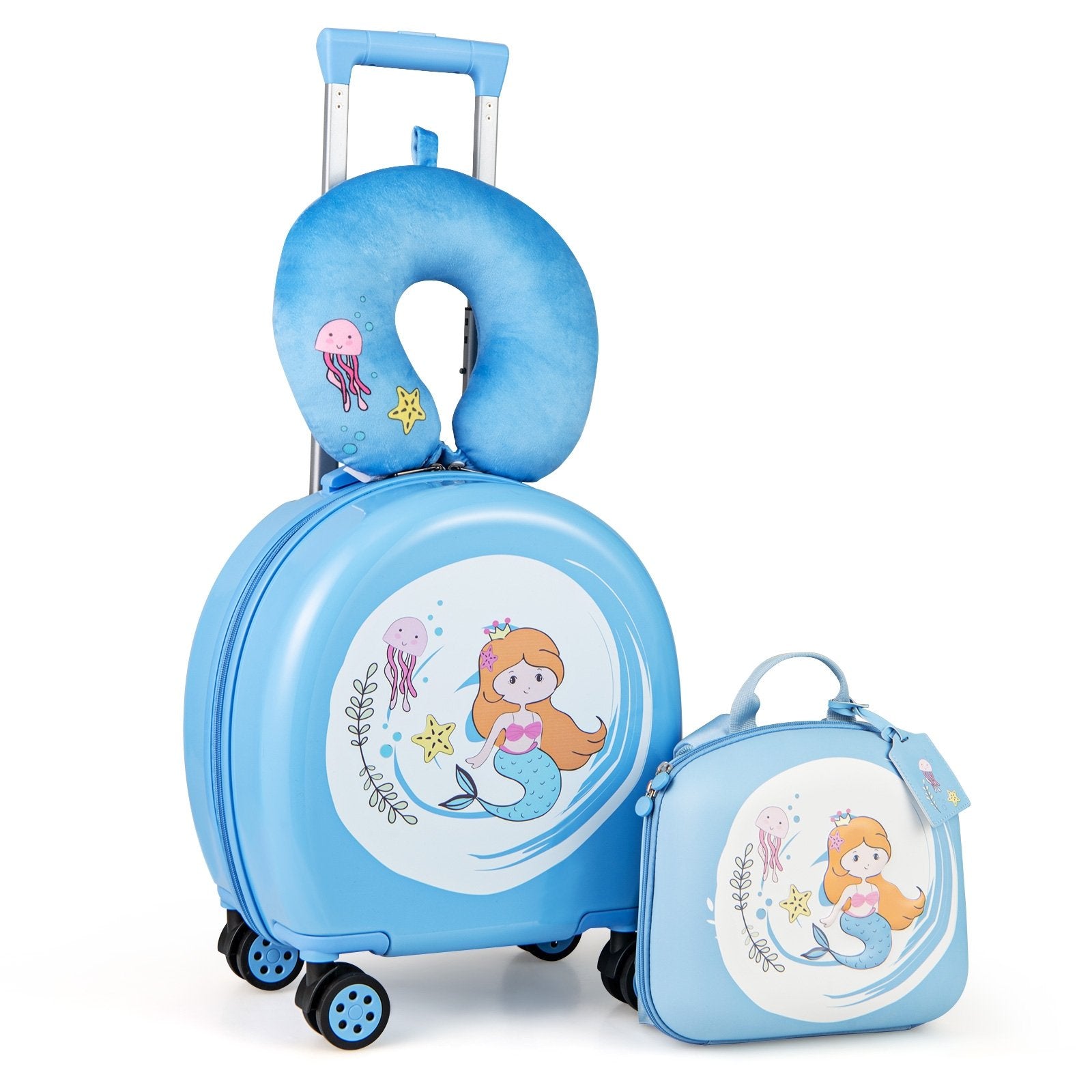 Kids Luggage Set with 14 Inches Carry-on Hardside Spinner Toddler Luggage and 10 Inches Backpack, Blue Kids Luggage Blue  at Gallery Canada