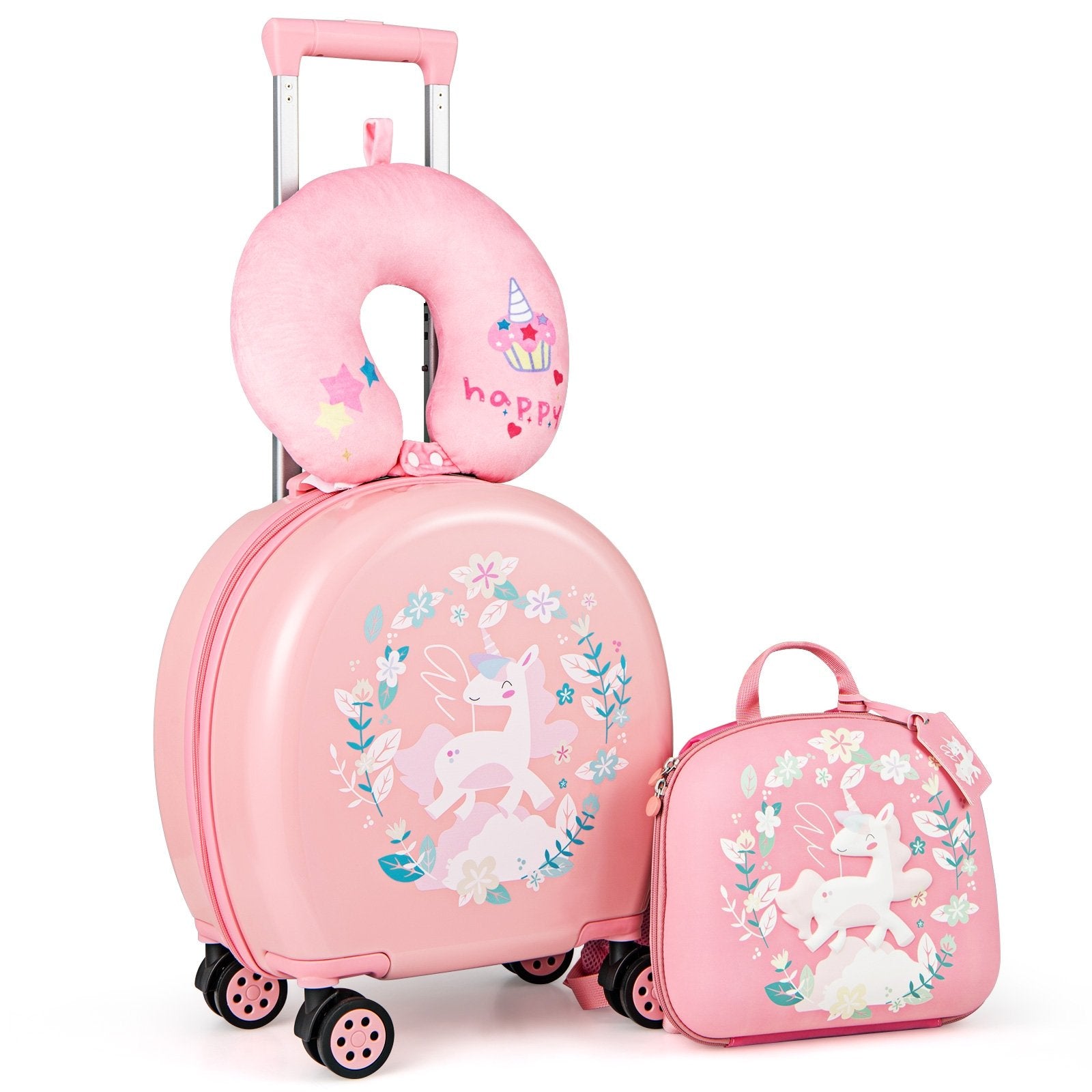 Kids Luggage Set with 14 Inches Carry-on Hardside Spinner Toddler Luggage and 10 Inches Backpack, Pink Kids Luggage Pink  at Gallery Canada