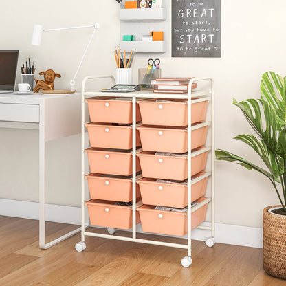 10-Drawer Rolling Storage Cart, Peach File Cabinets   at Gallery Canada