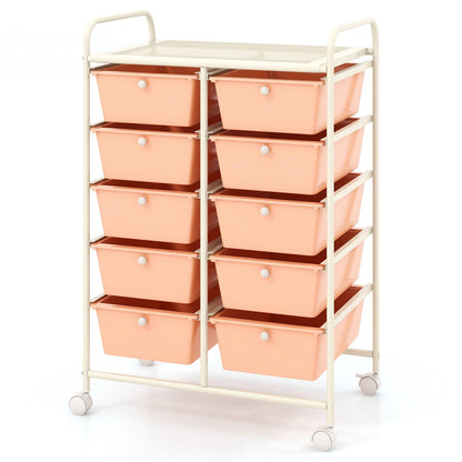 10-Drawer Rolling Storage Cart, Peach File Cabinets   at Gallery Canada