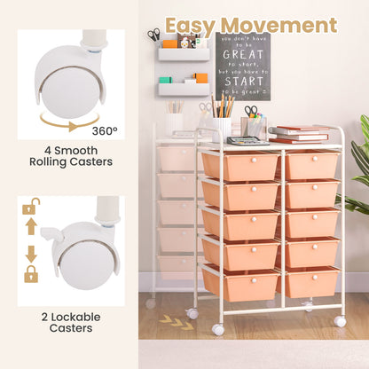 10-Drawer Rolling Storage Cart, Peach File Cabinets   at Gallery Canada