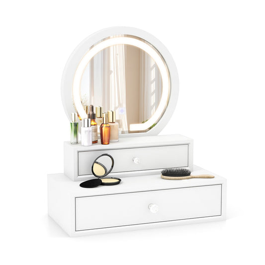 LED Lighted Vanity Mirror for Bedroom Tabletop, White Makeup Vanities White  at Gallery Canada