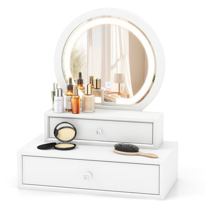 LED Lighted Vanity Mirror for Bedroom Tabletop, White Makeup Vanities   at Gallery Canada