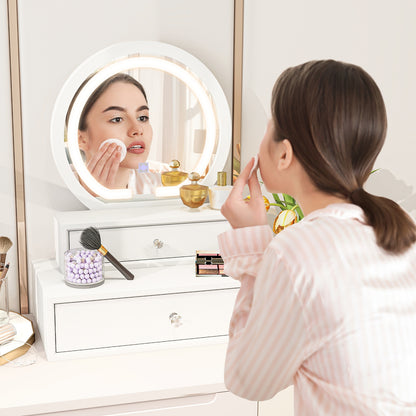 LED Lighted Vanity Mirror for Bedroom Tabletop, White Makeup Vanities   at Gallery Canada