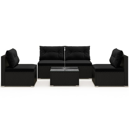 5-Piece Outdoor Patio Furniture Set with Cushions and Coffee Table, Black Patio Conversation Sets Black  at Gallery Canada