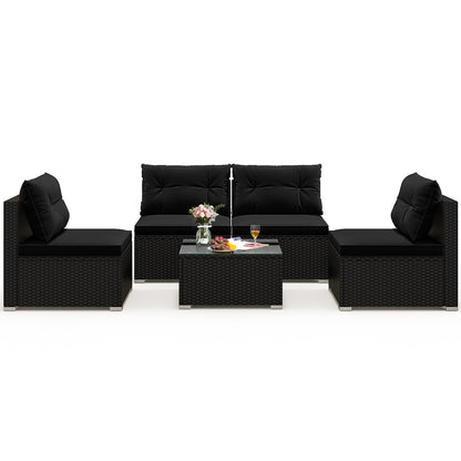 5-Piece Outdoor Patio Furniture Set with Cushions and Coffee Table, Black Patio Conversation Sets   at Gallery Canada