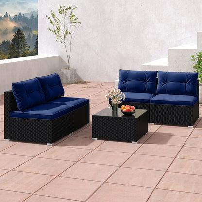 5-Piece Outdoor Patio Furniture Set with Cushions and Coffee Table, Navy Patio Conversation Sets   at Gallery Canada