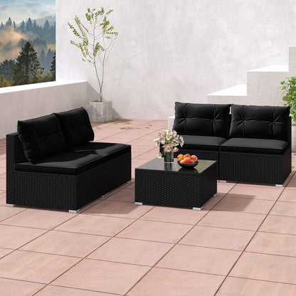 5-Piece Outdoor Patio Furniture Set with Cushions and Coffee Table, Black Patio Conversation Sets   at Gallery Canada