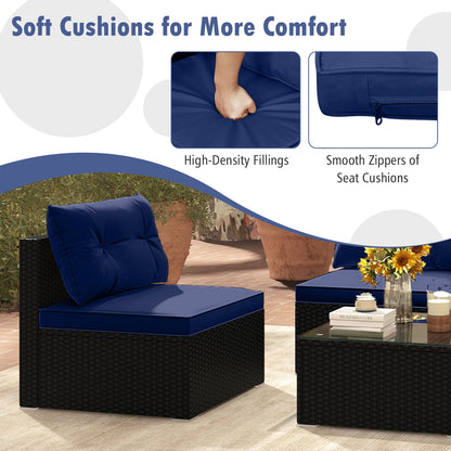 5-Piece Outdoor Patio Furniture Set with Cushions and Coffee Table, Navy Patio Conversation Sets   at Gallery Canada