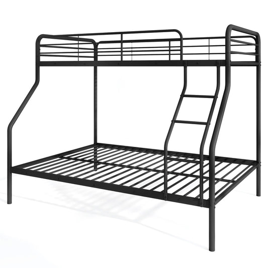 Twin Over Full Bunk Bed with Ladder and Full-length Guardrails, Black Bunk Bed Frame Black  at Gallery Canada